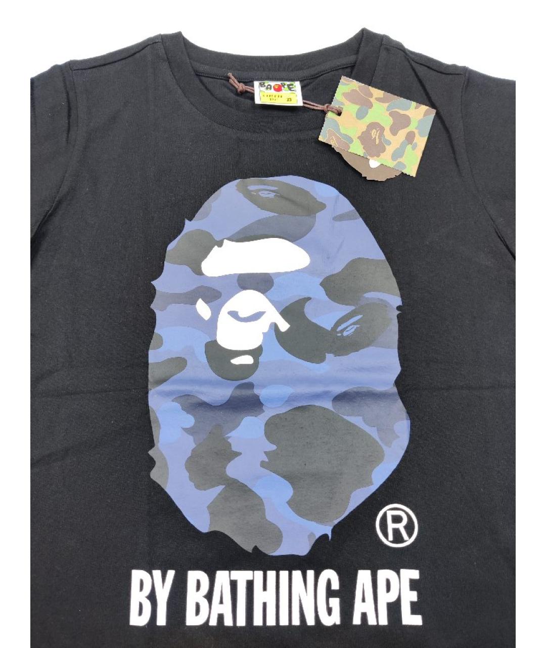 A BATHING APE Черная хлопковая футболка, фото 3