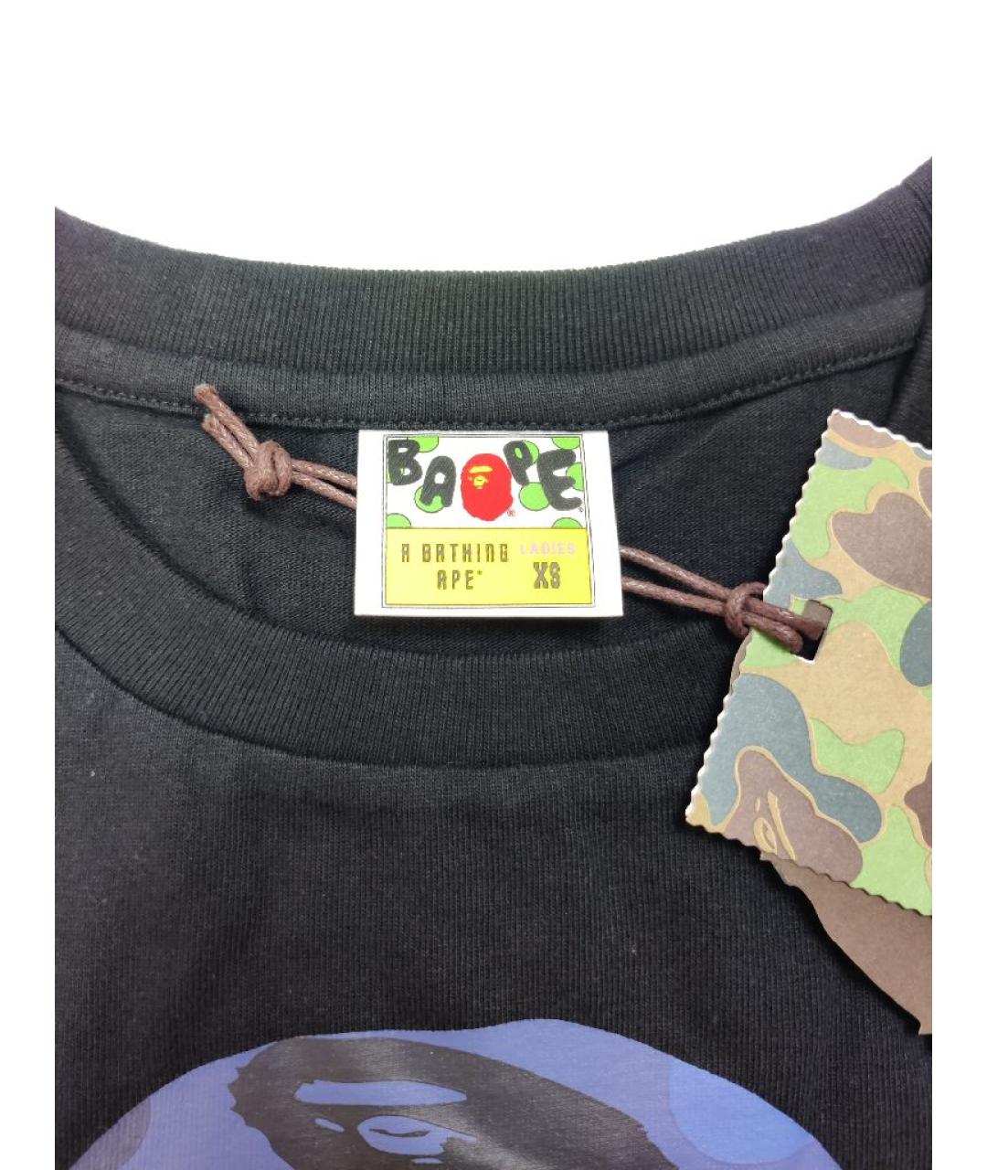 A BATHING APE Черная хлопковая футболка, фото 4