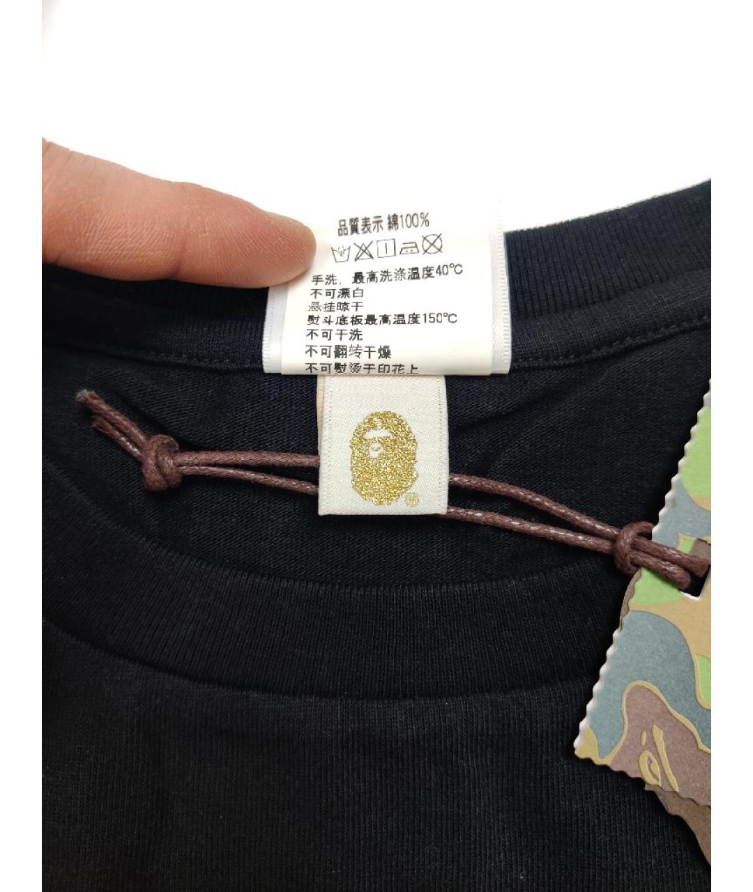 A BATHING APE Черная хлопковая футболка, фото 5