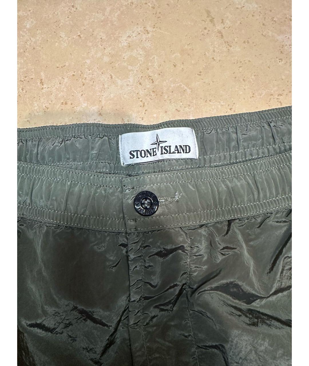 STONE ISLAND Хаки полиамидовые шорты, фото 3