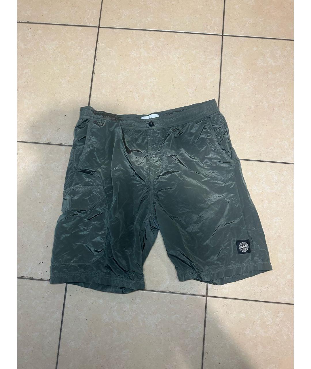 STONE ISLAND Хаки полиамидовые шорты, фото 5