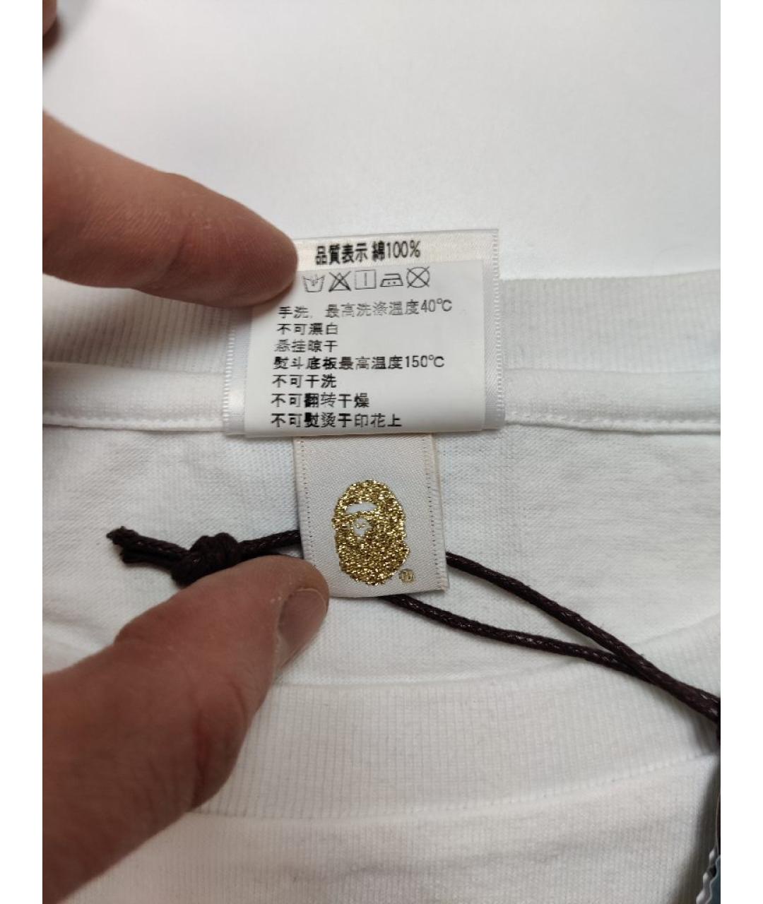 A BATHING APE Белая хлопковая футболка, фото 5