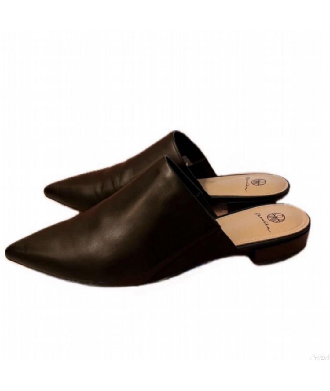 12 STOREEZ Черные кожаные мюли, фото 3