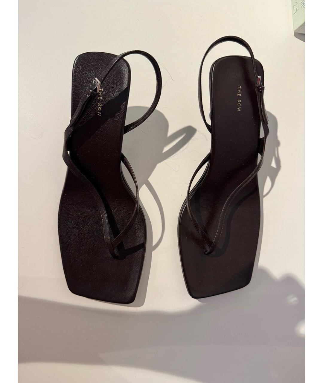 THE ROW Коричневые кожаные босоножки, фото 4