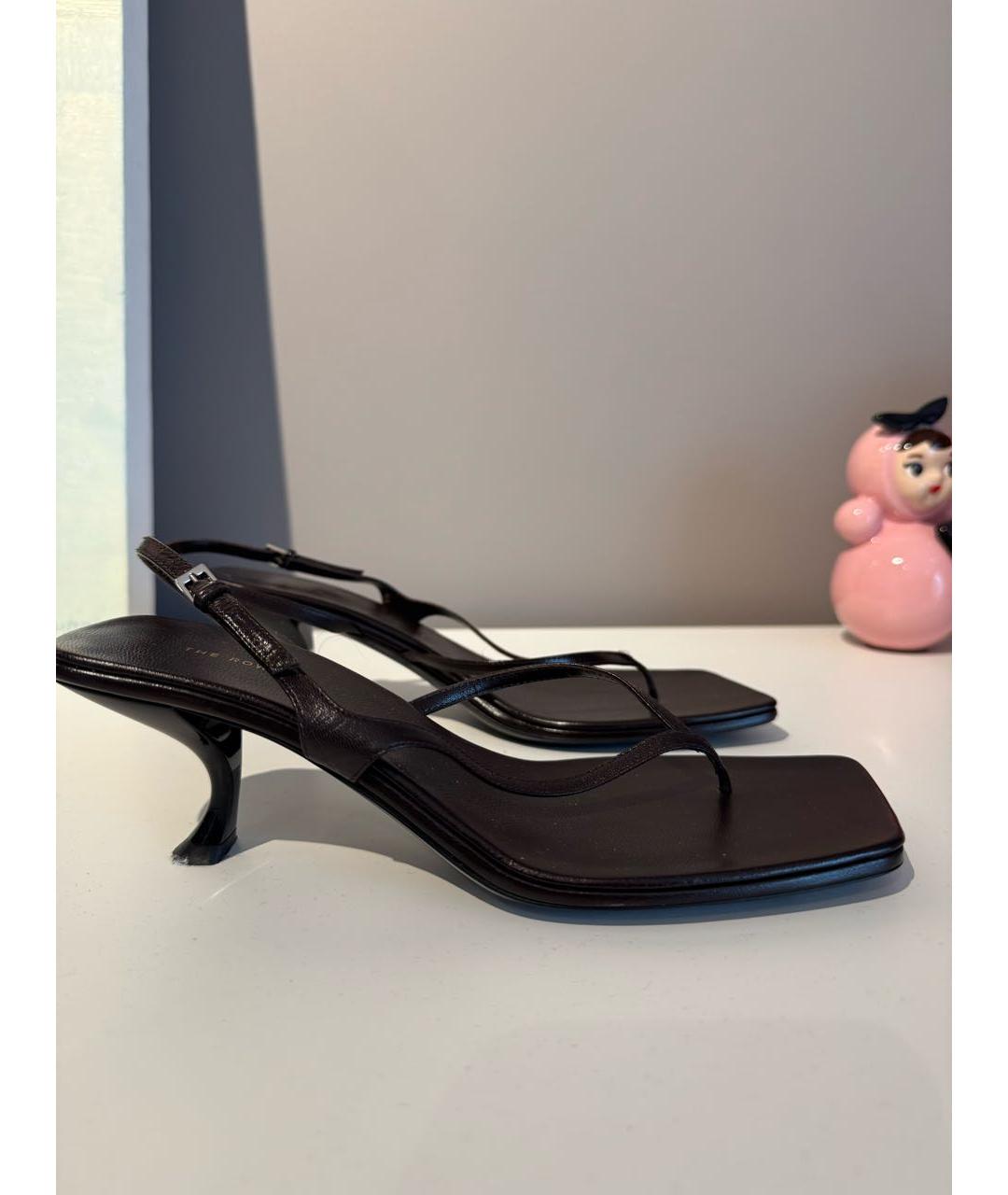 THE ROW Коричневые кожаные босоножки, фото 5