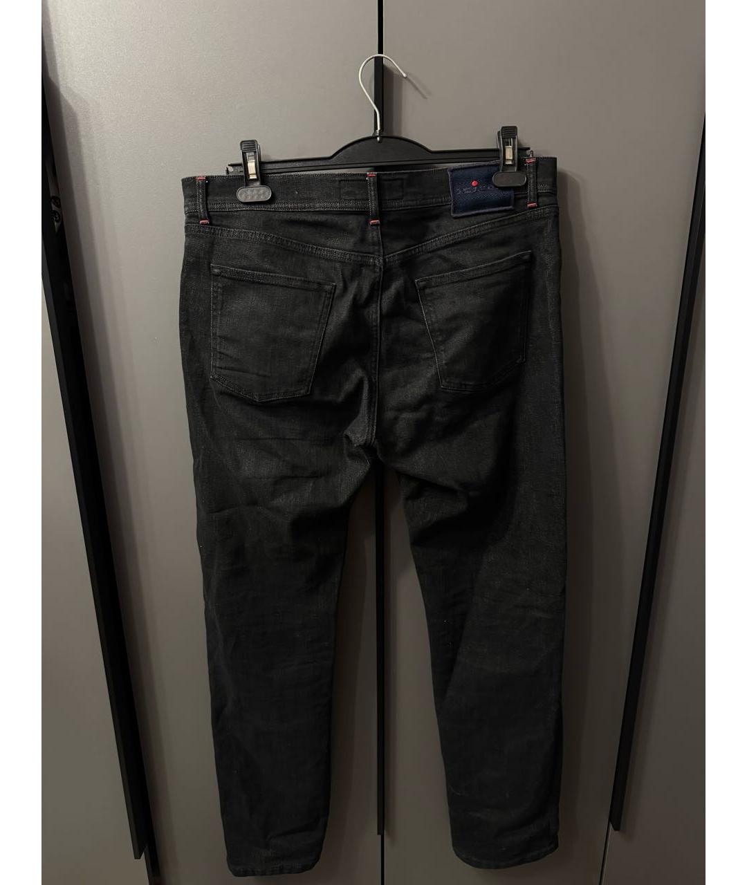 KITON Черные хлопко-эластановые прямые джинсы, фото 2