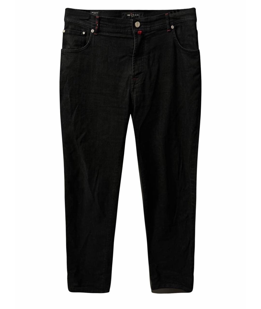 KITON Черные хлопко-эластановые прямые джинсы, фото 1