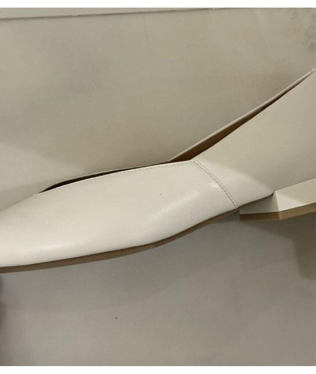 12 STOREEZ Белые кожаные лодочки на низком каблуке, фото 3