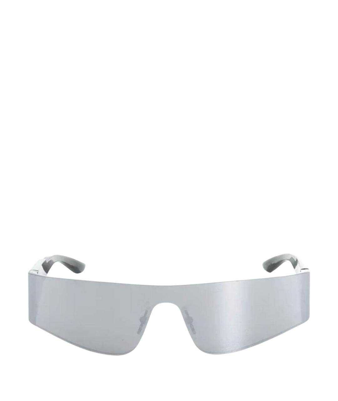 BALENCIAGA Серебряные пластиковые солнцезащитные очки, фото 1