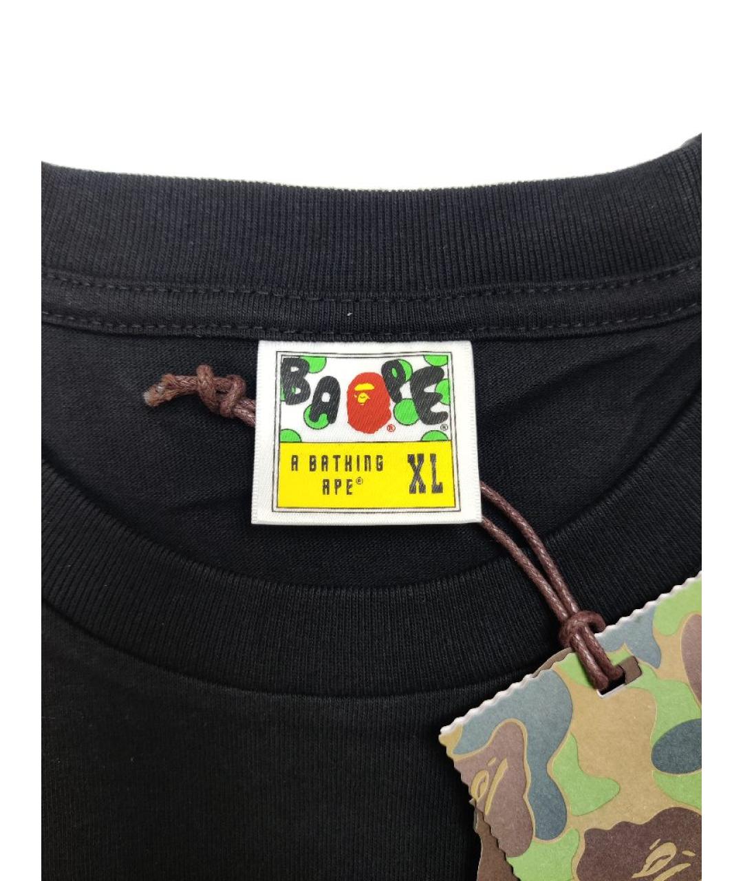 A BATHING APE Черная хлопковая футболка, фото 4