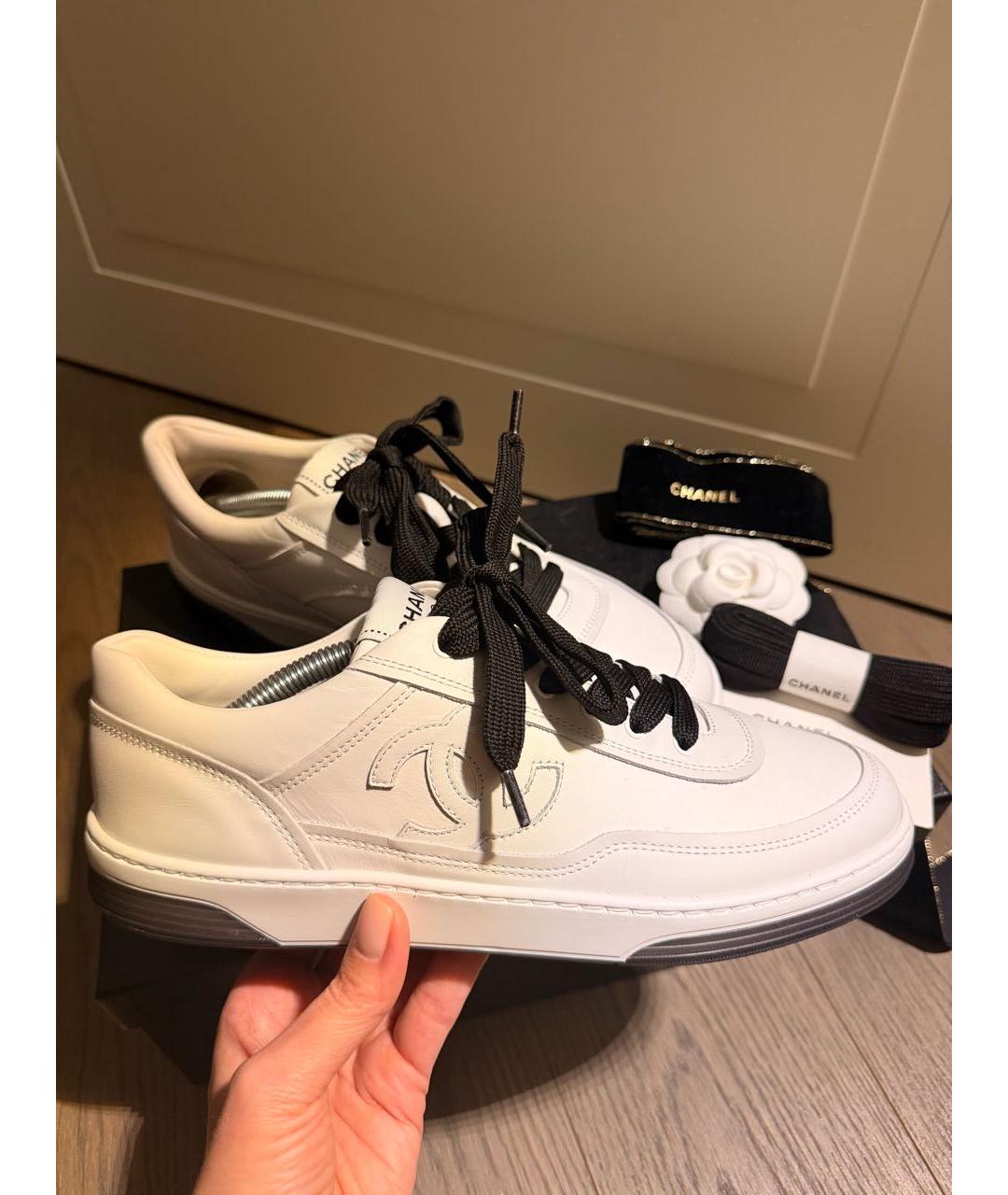 CHANEL Белые кожаные кеды, фото 7