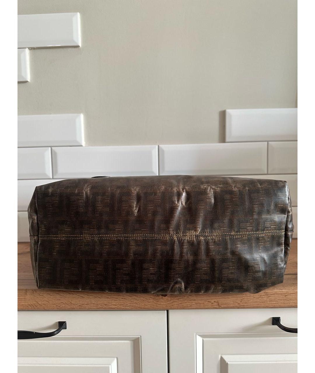 FENDI Коричневая кожаная сумка тоут, фото 3