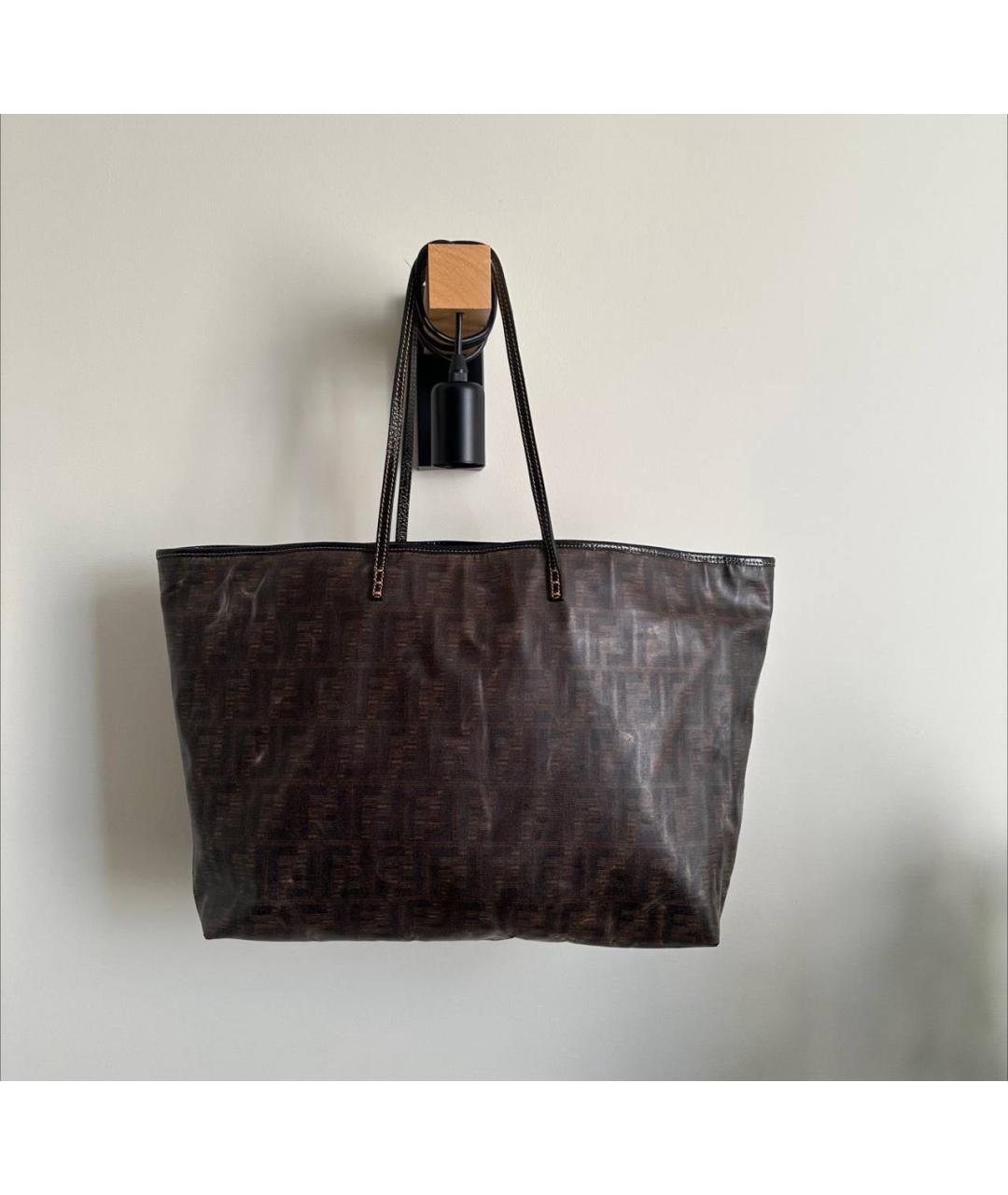 FENDI Коричневая кожаная сумка тоут, фото 9