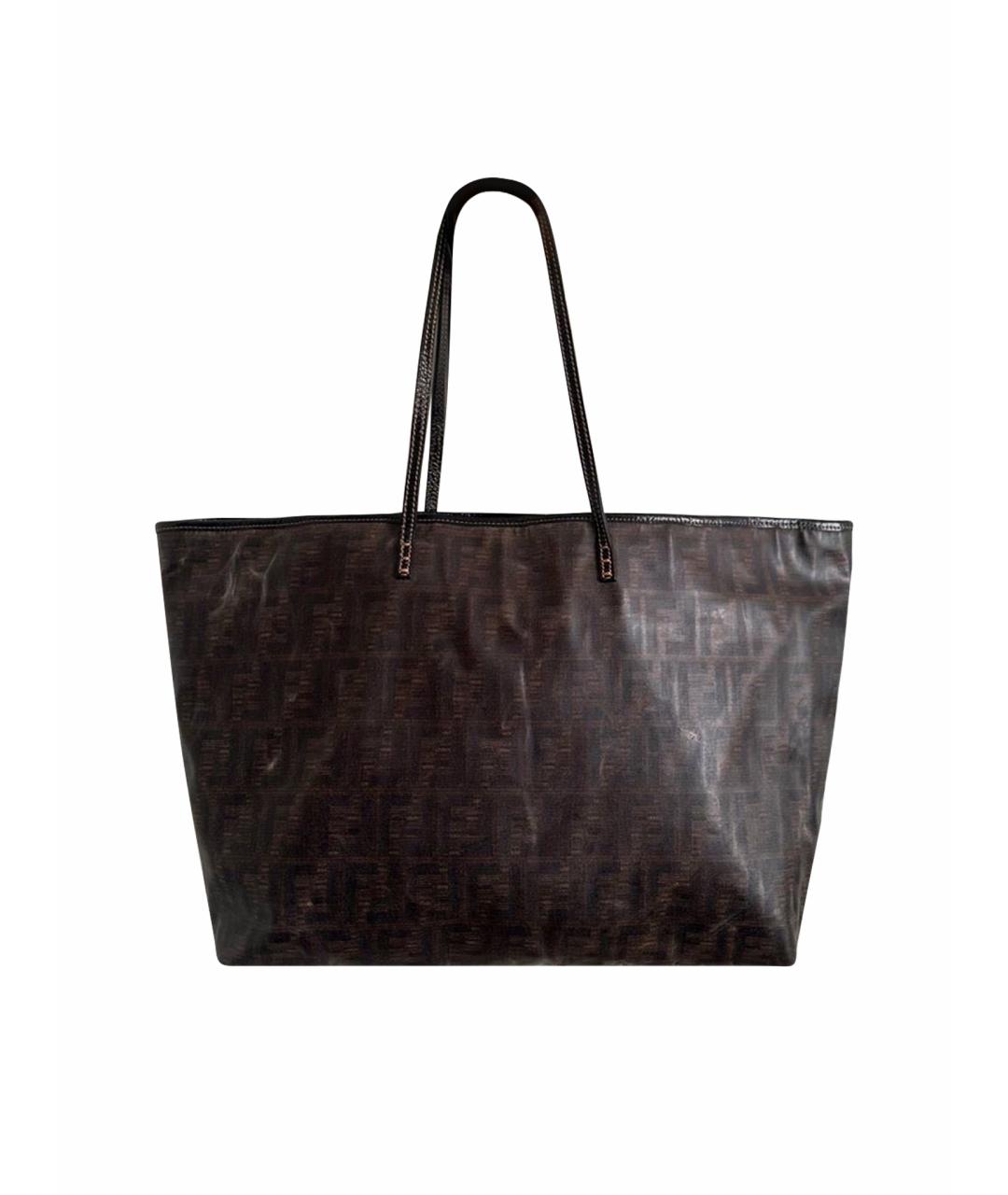 FENDI Коричневая кожаная сумка тоут, фото 1