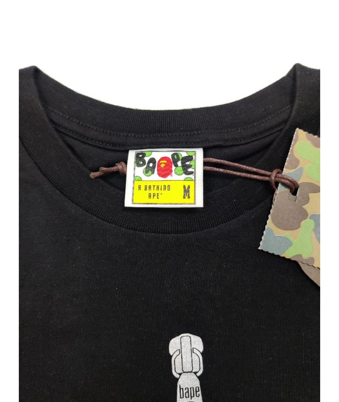 A BATHING APE Черная хлопковая футболка, фото 4