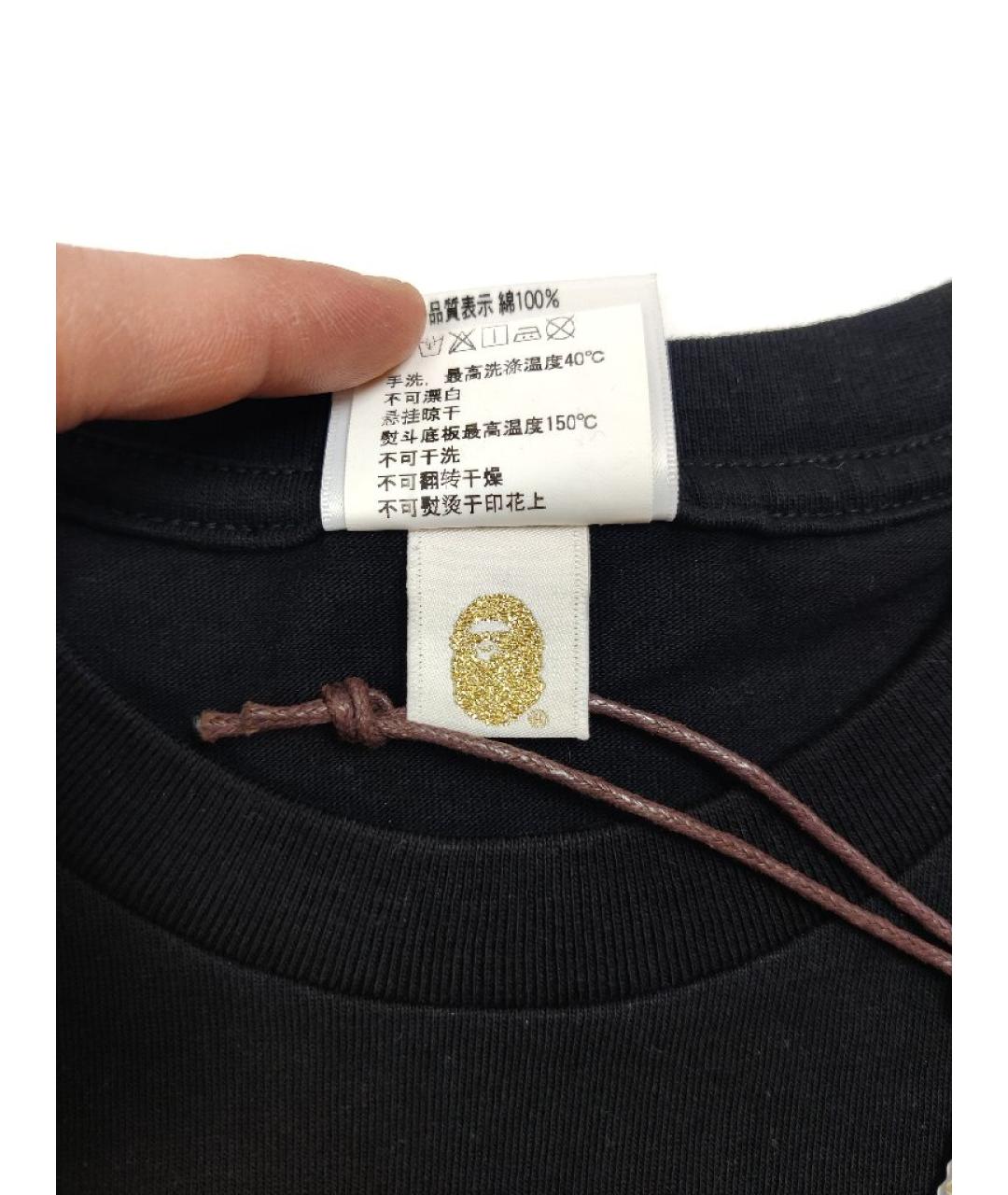 A BATHING APE Черная хлопковая футболка, фото 5