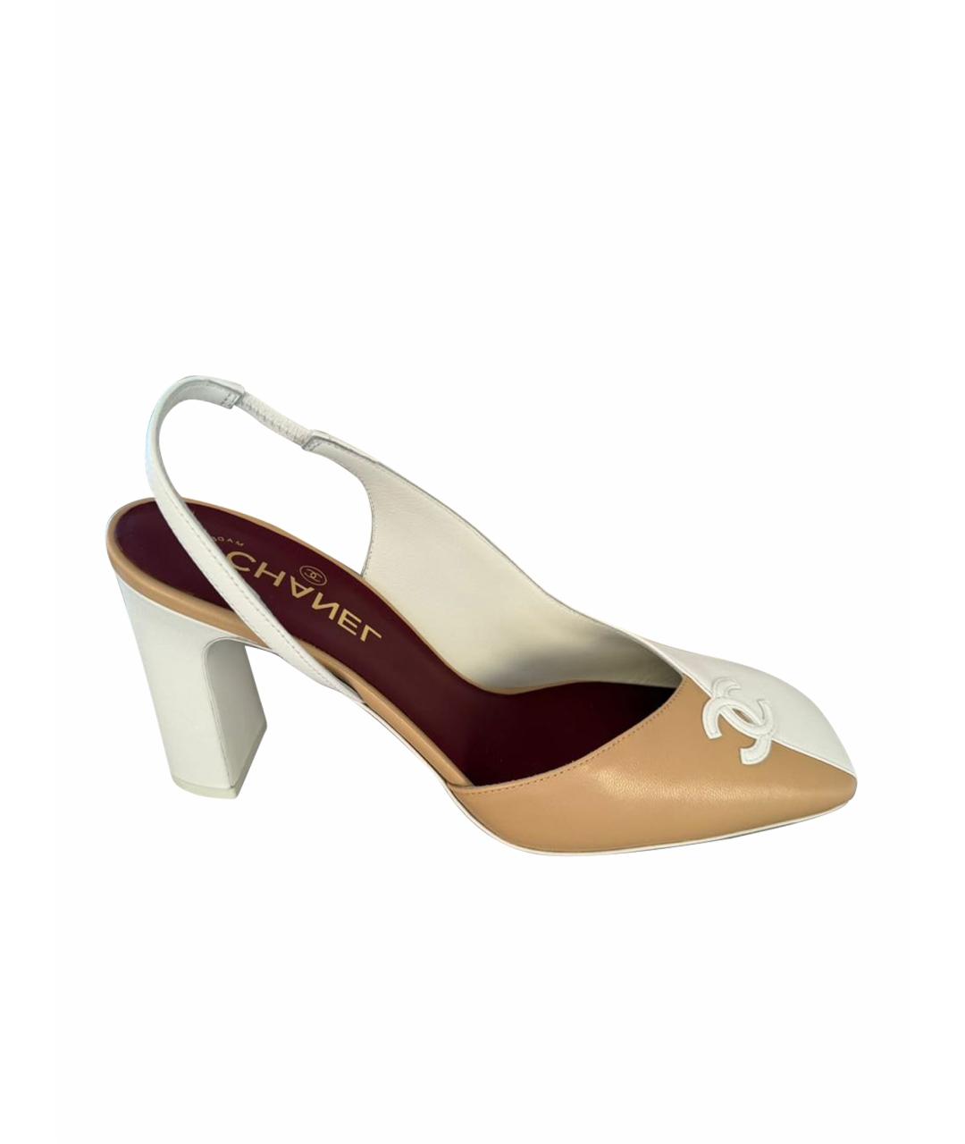 CHANEL Бежевые кожаные босоножки, фото 1