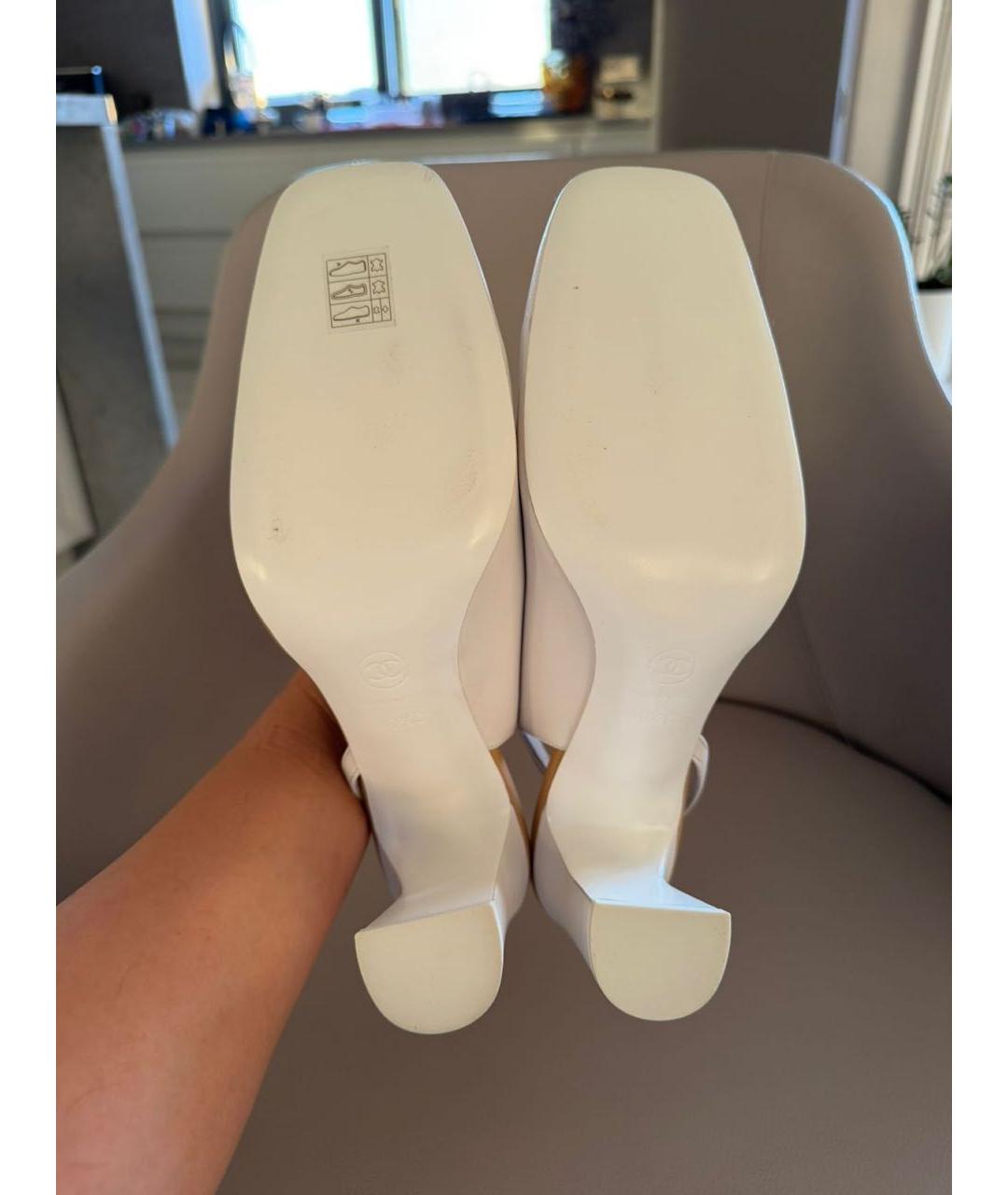 CHANEL Бежевые кожаные босоножки, фото 7