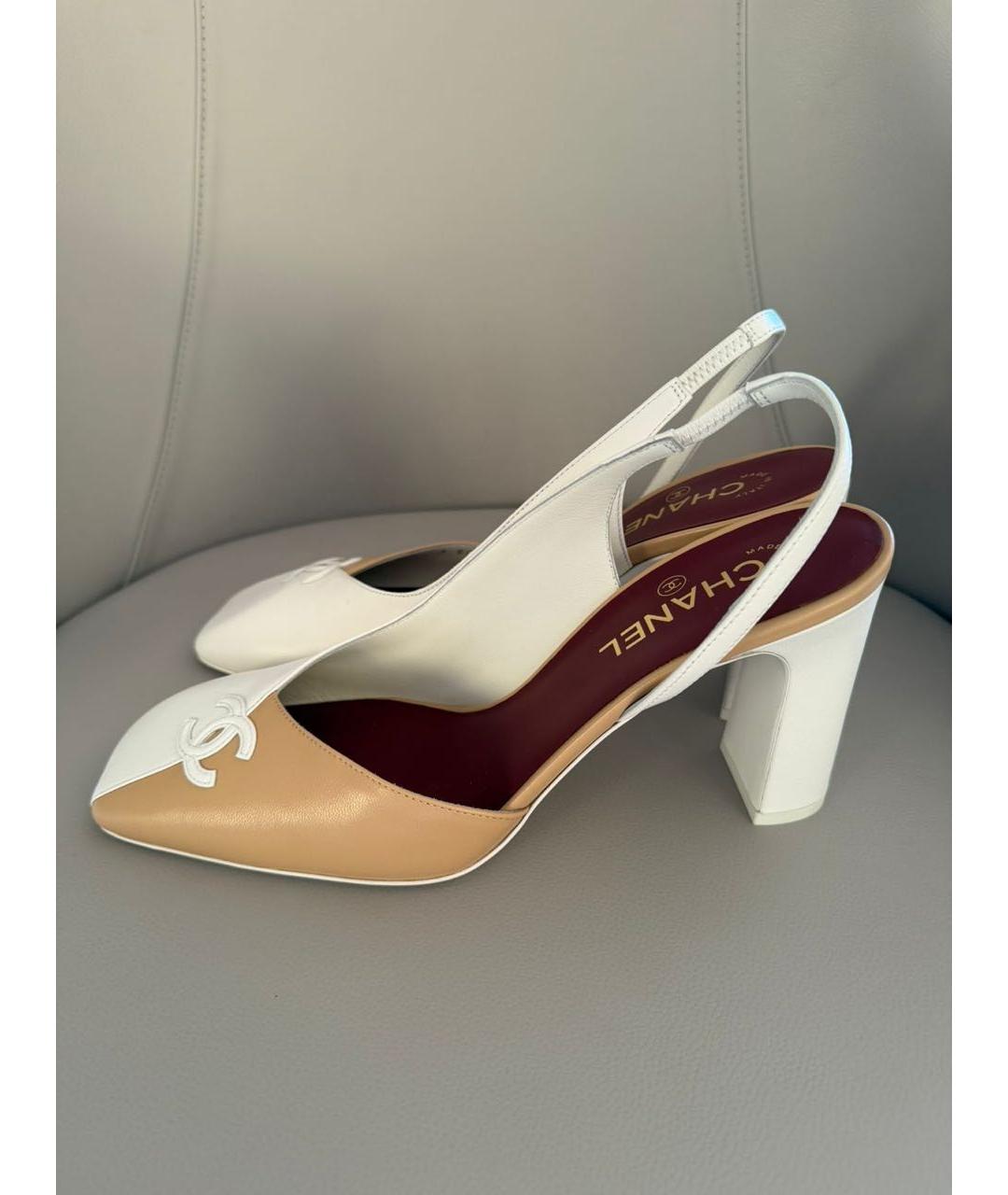 CHANEL Бежевые кожаные босоножки, фото 8