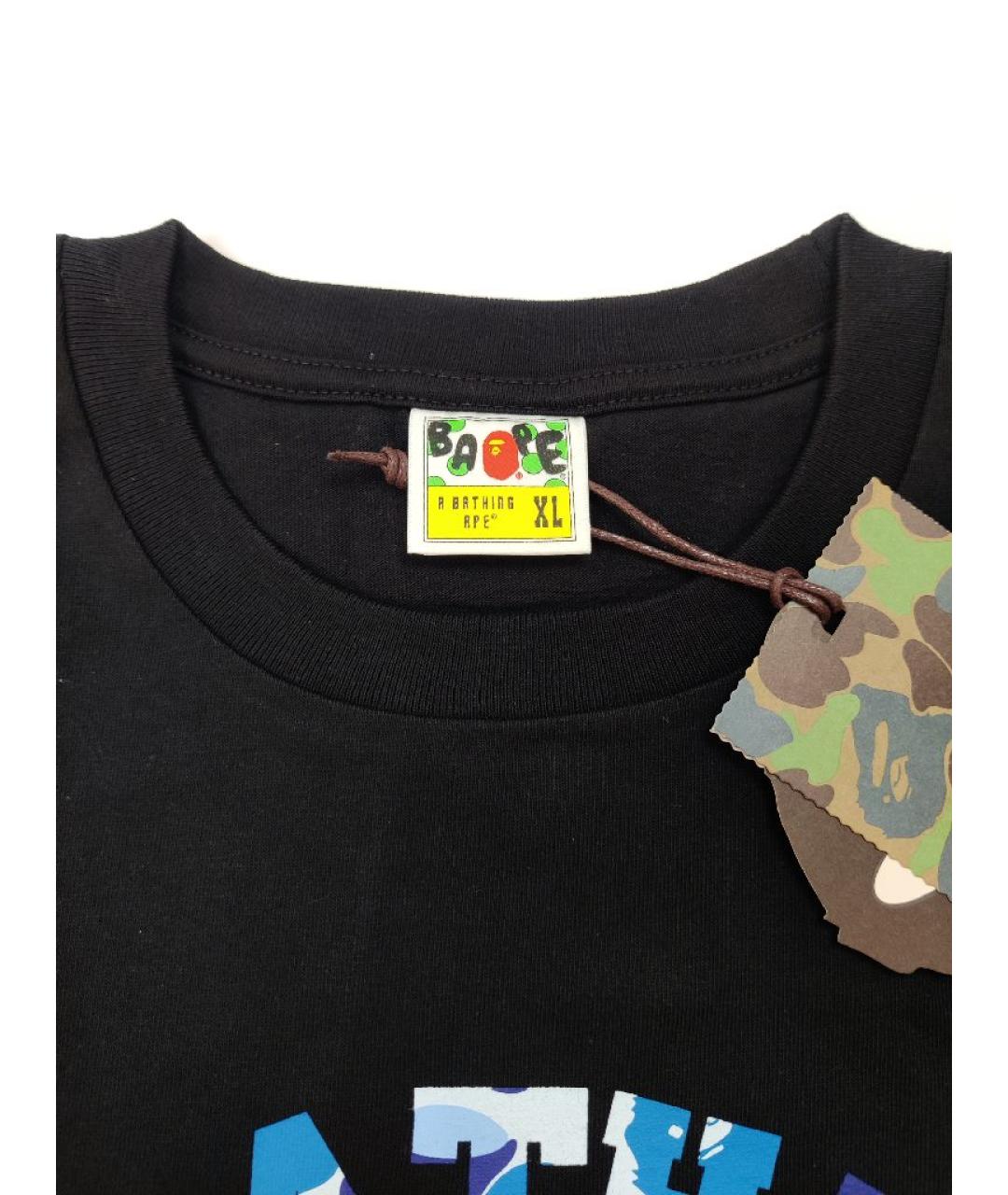 A BATHING APE Черная хлопковая футболка, фото 4