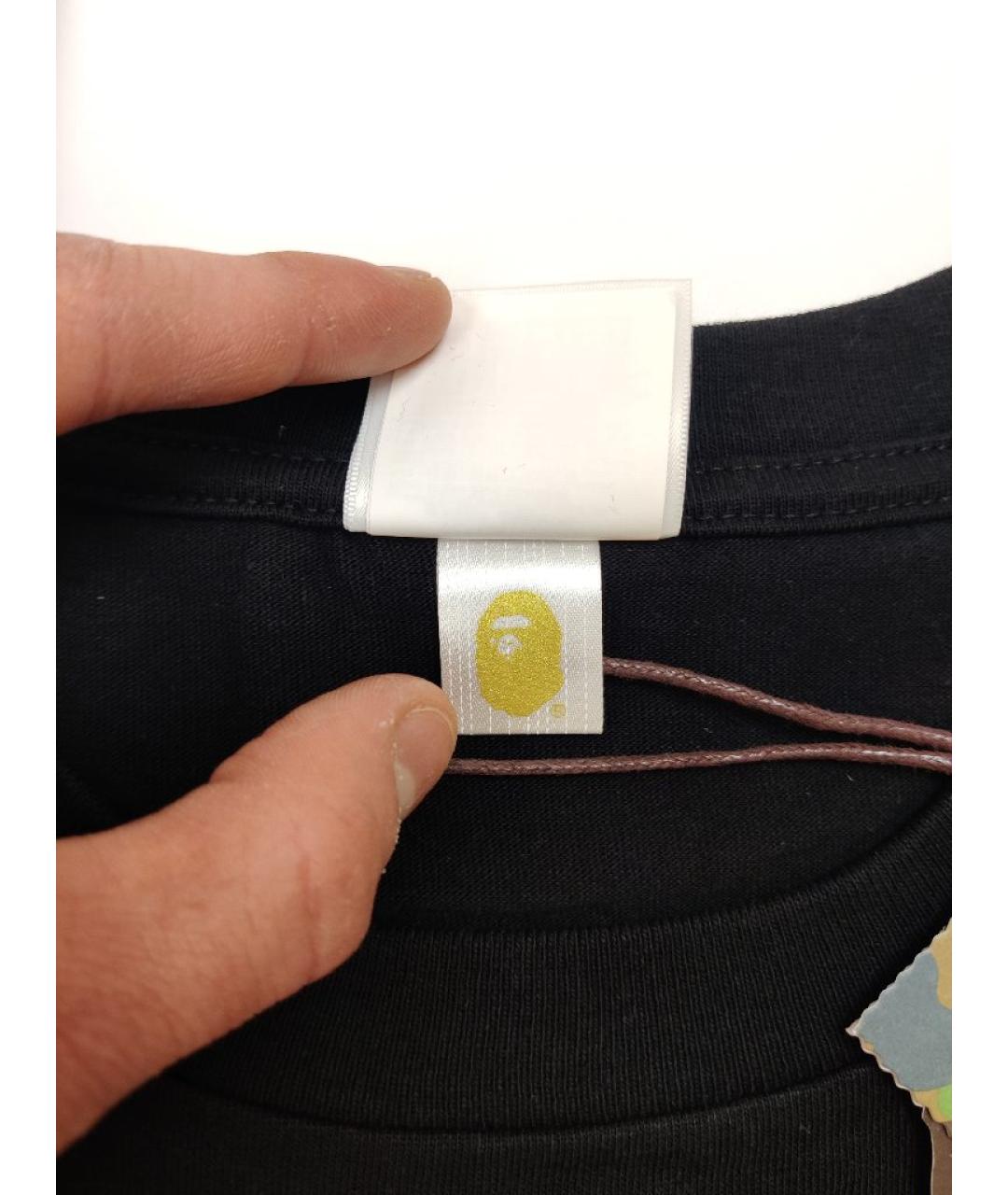 A BATHING APE Черная хлопковая футболка, фото 5