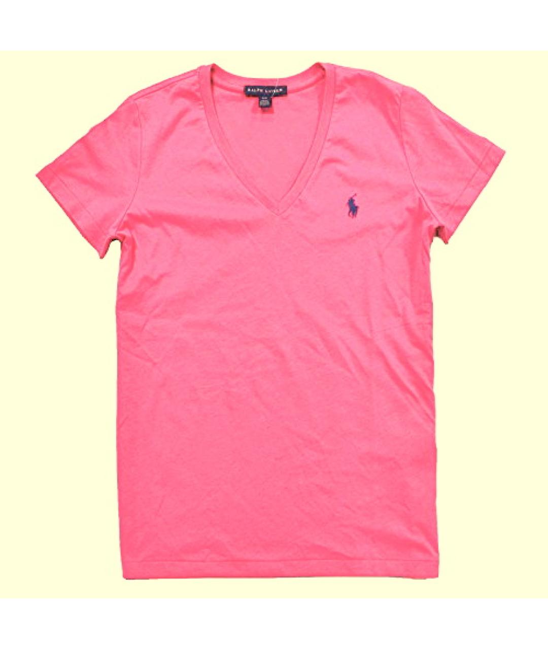 RALPH LAUREN Розовая хлопковая футболка, фото 4