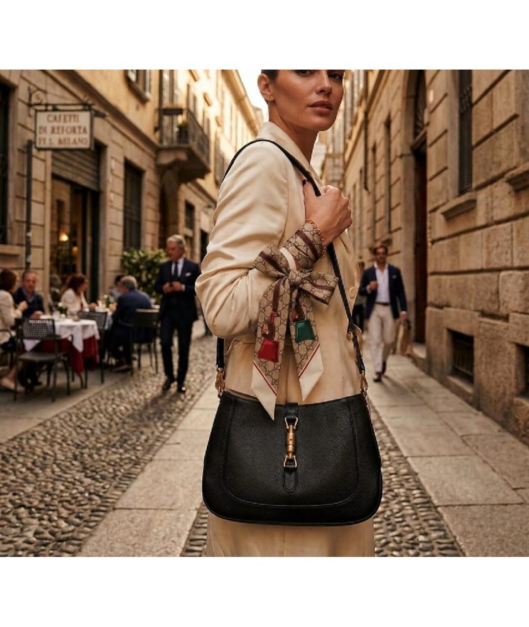 GUCCI Бежевый шелковый шарф, фото 6