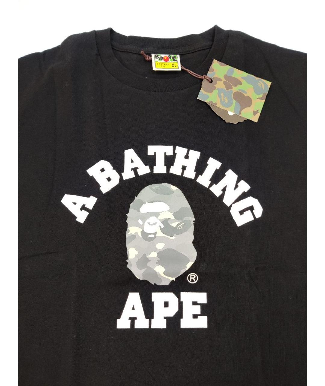 A BATHING APE Черная хлопковая футболка, фото 3