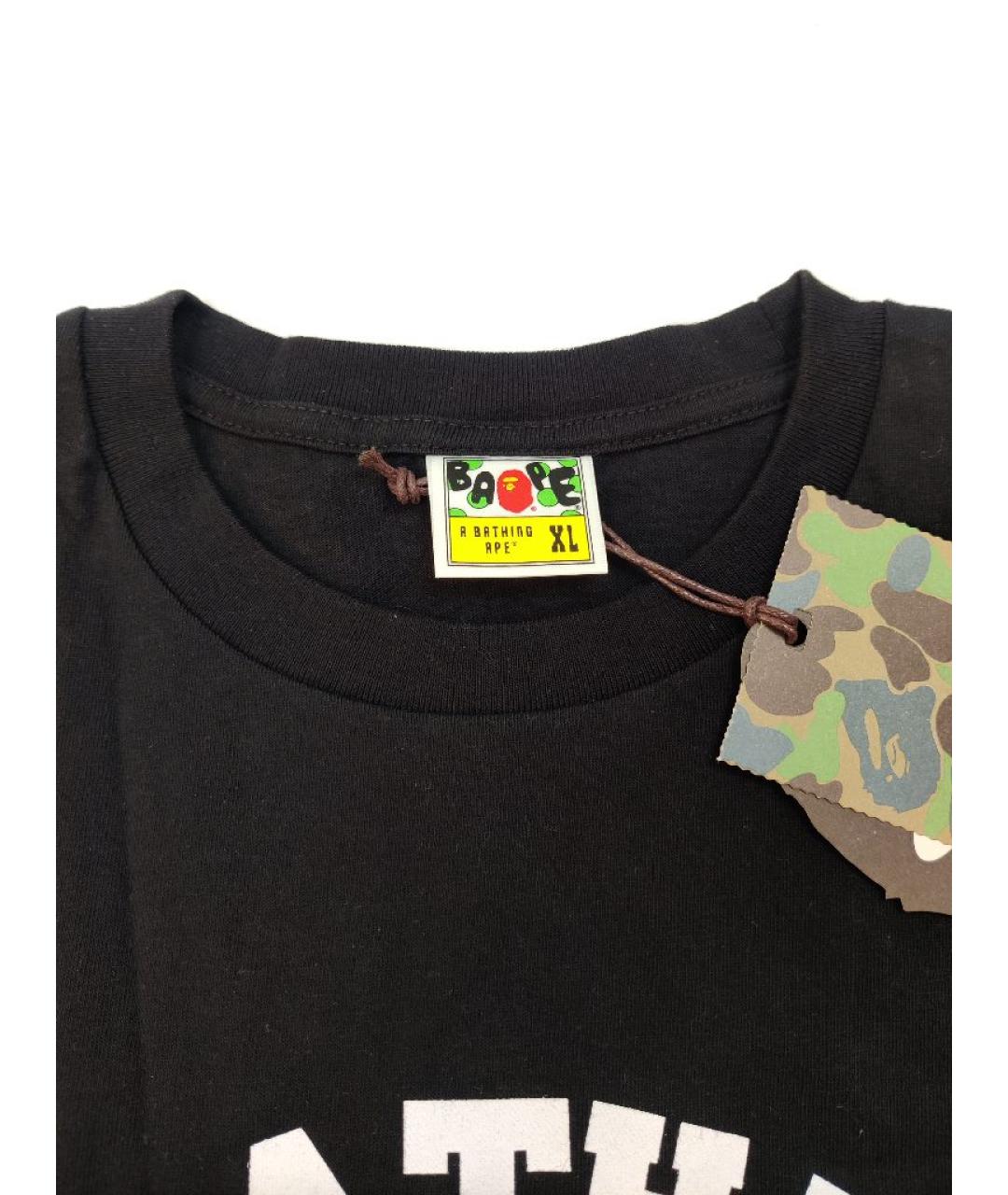 A BATHING APE Черная хлопковая футболка, фото 4