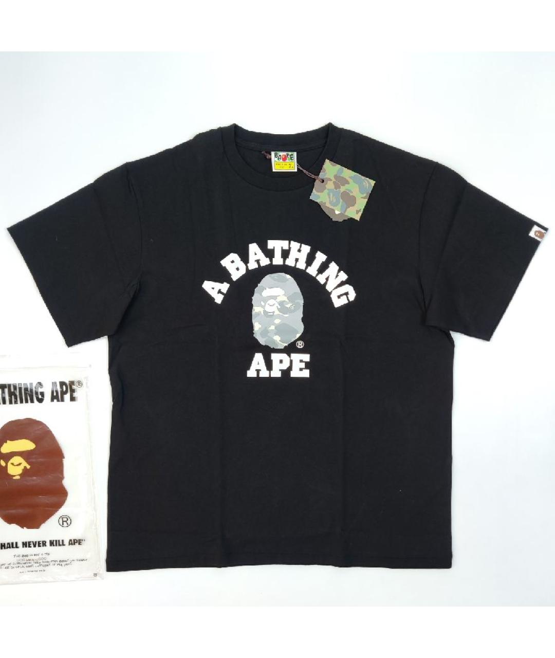 A BATHING APE Черная хлопковая футболка, фото 7