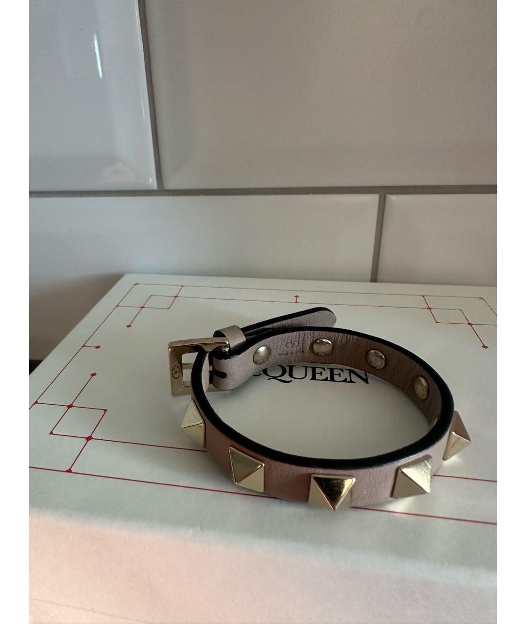 VALENTINO Бежевый кожаный браслет, фото 5