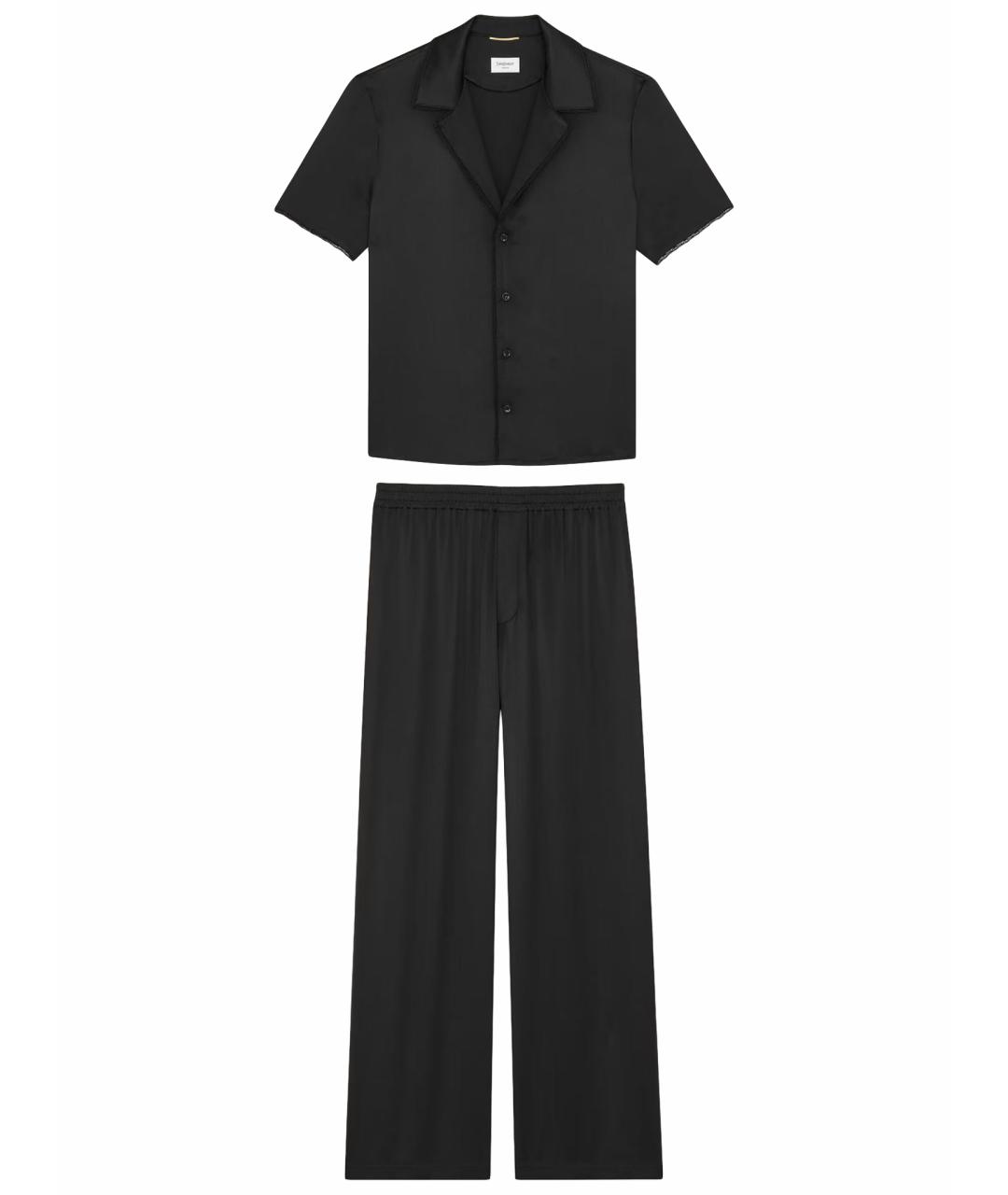 SAINT LAURENT Черный шелковый костюм с брюками, фото 1