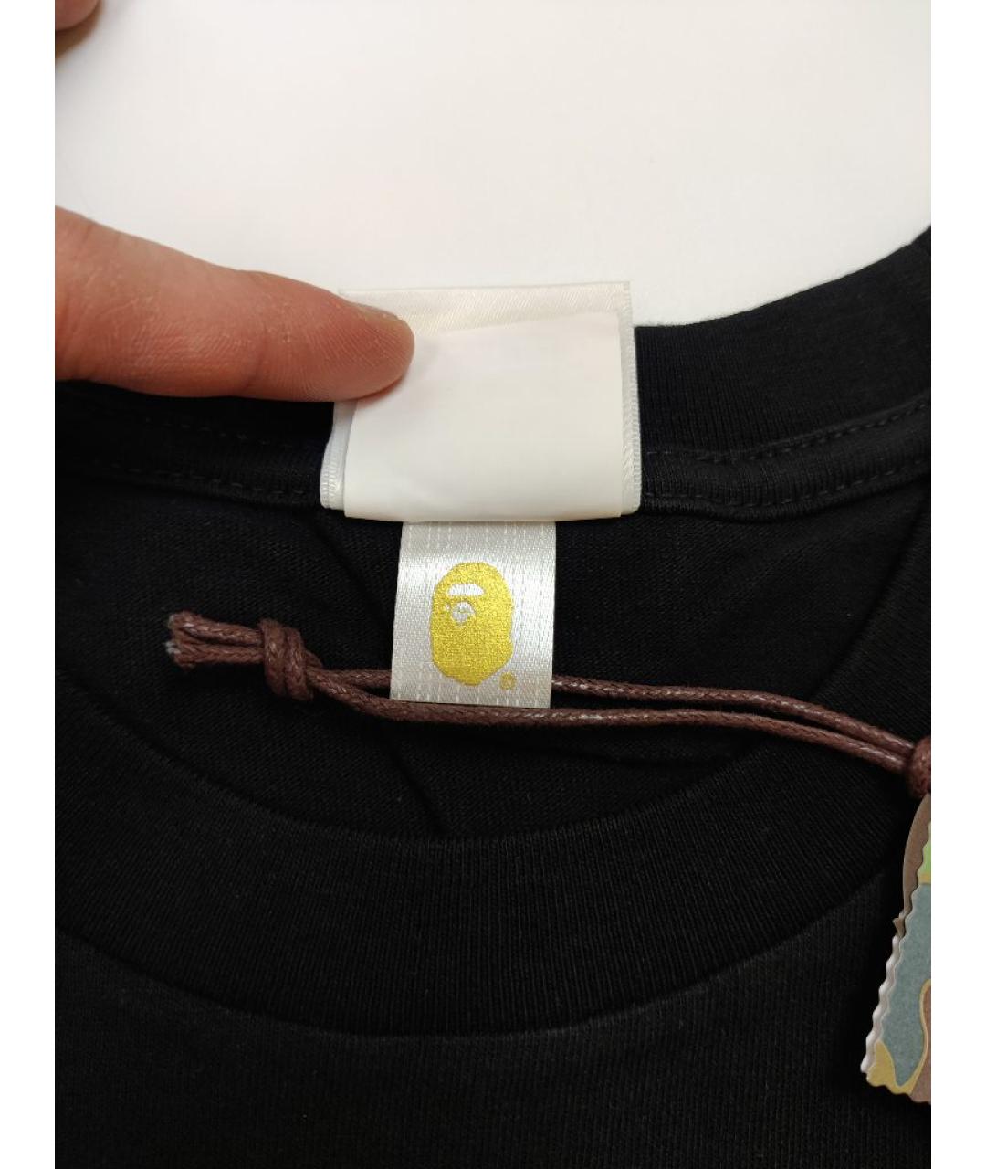 A BATHING APE Черная хлопковая футболка, фото 5