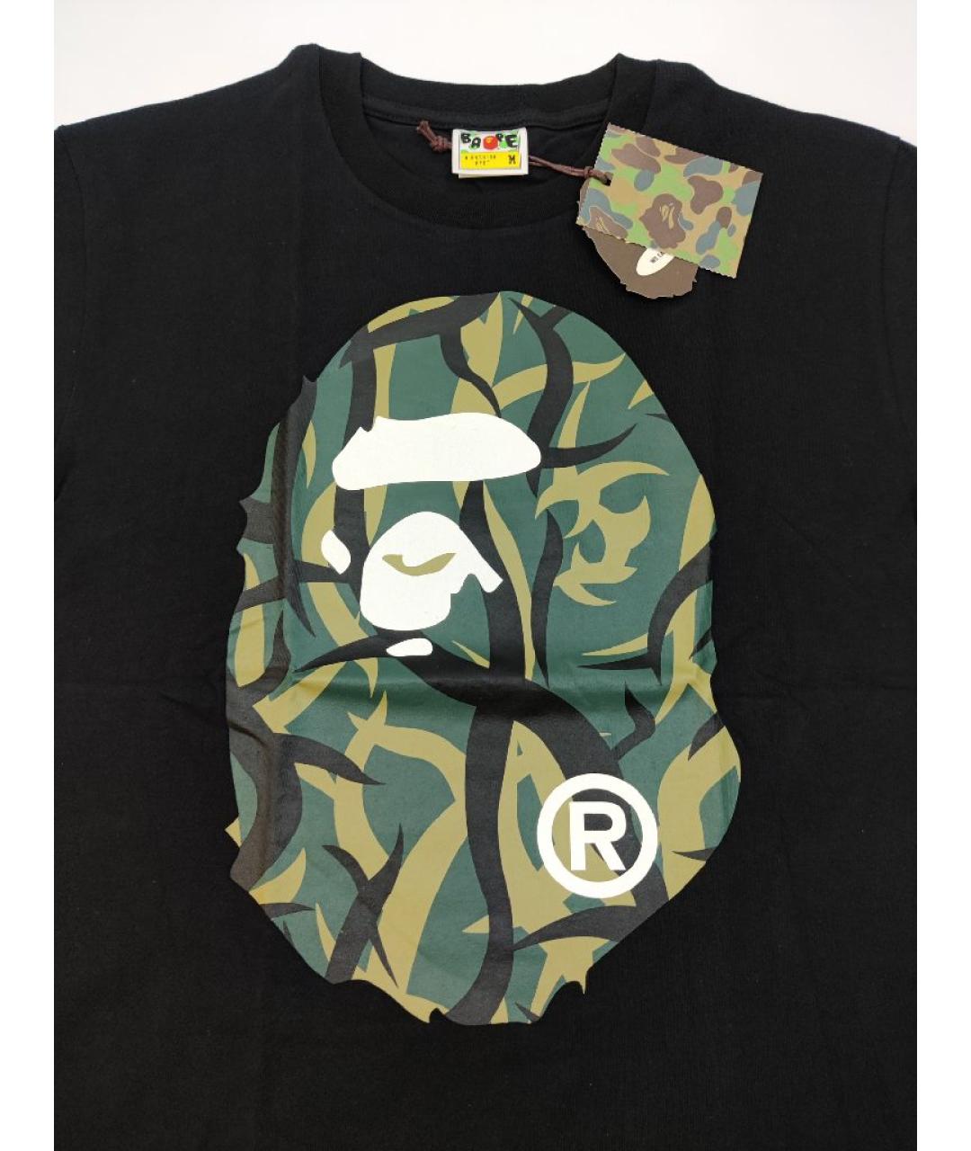 A BATHING APE Черная хлопковая футболка, фото 3