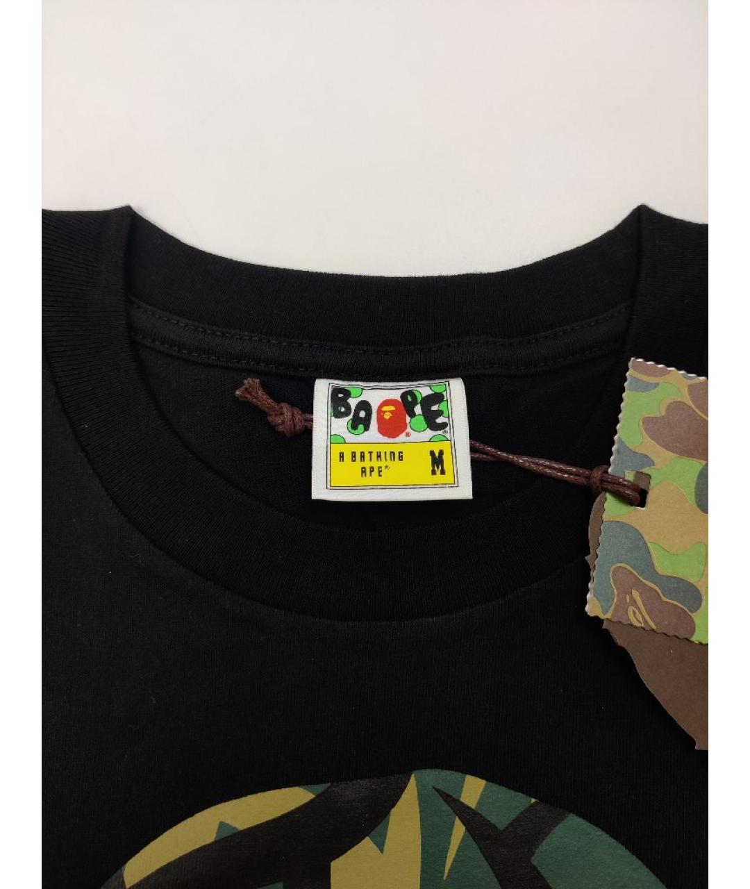 A BATHING APE Черная хлопковая футболка, фото 4