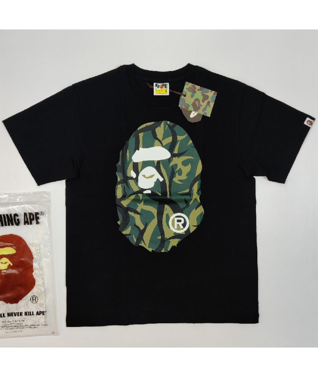 A BATHING APE Черная хлопковая футболка, фото 7