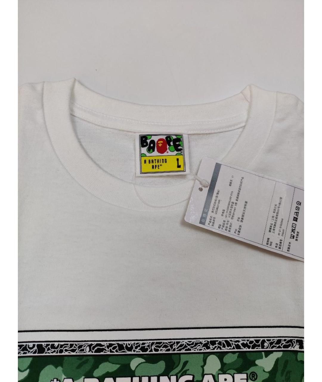 A BATHING APE Белая хлопковая футболка, фото 4