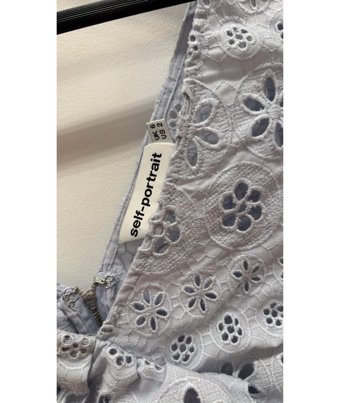 SELF-PORTRAIT Голубая кружевная блузы, фото 2