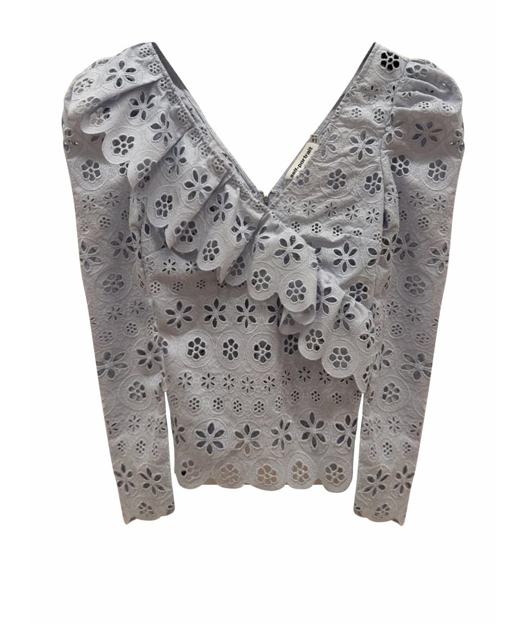 SELF-PORTRAIT Голубая кружевная блузы, фото 1