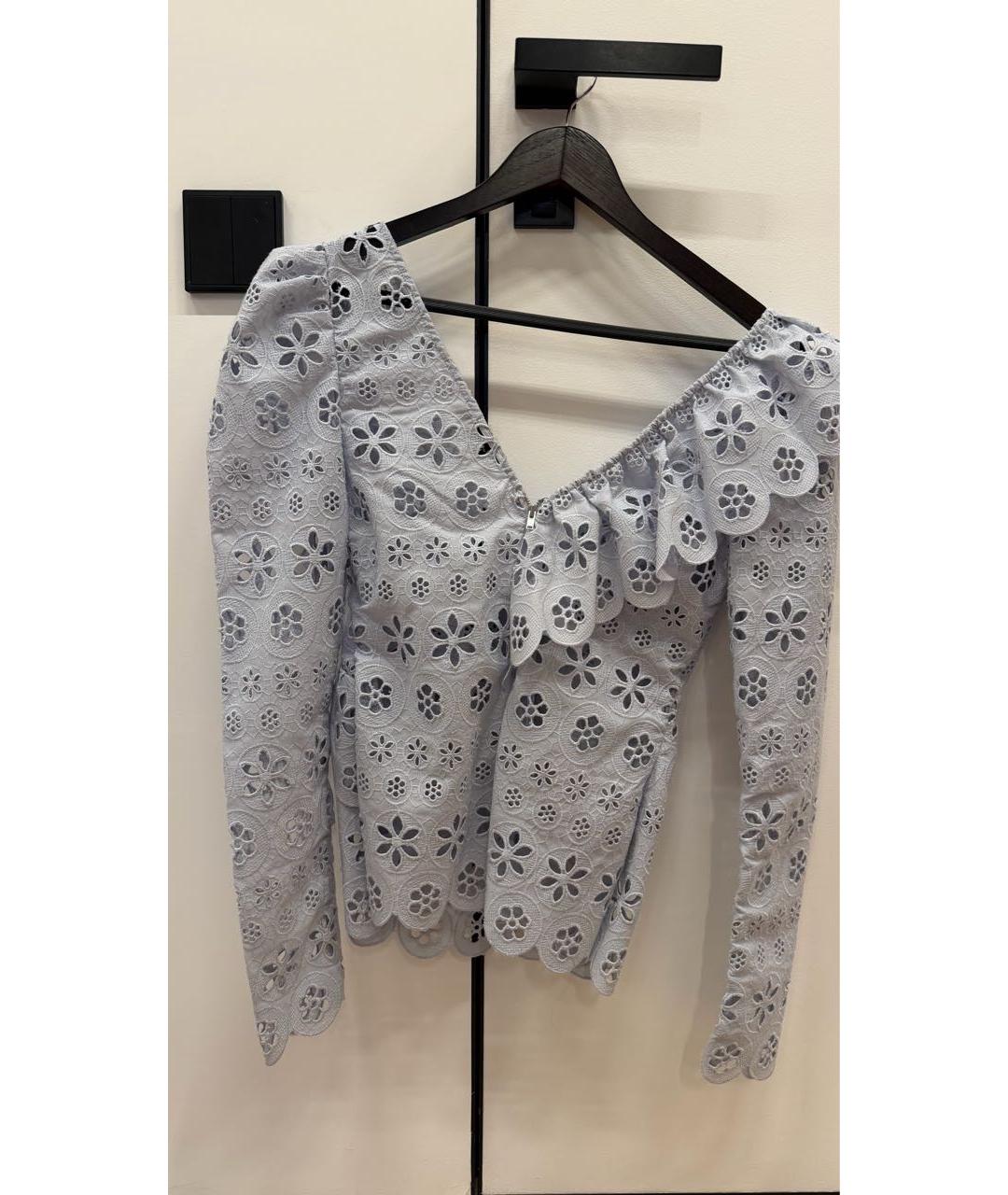 SELF-PORTRAIT Голубая кружевная блузы, фото 4