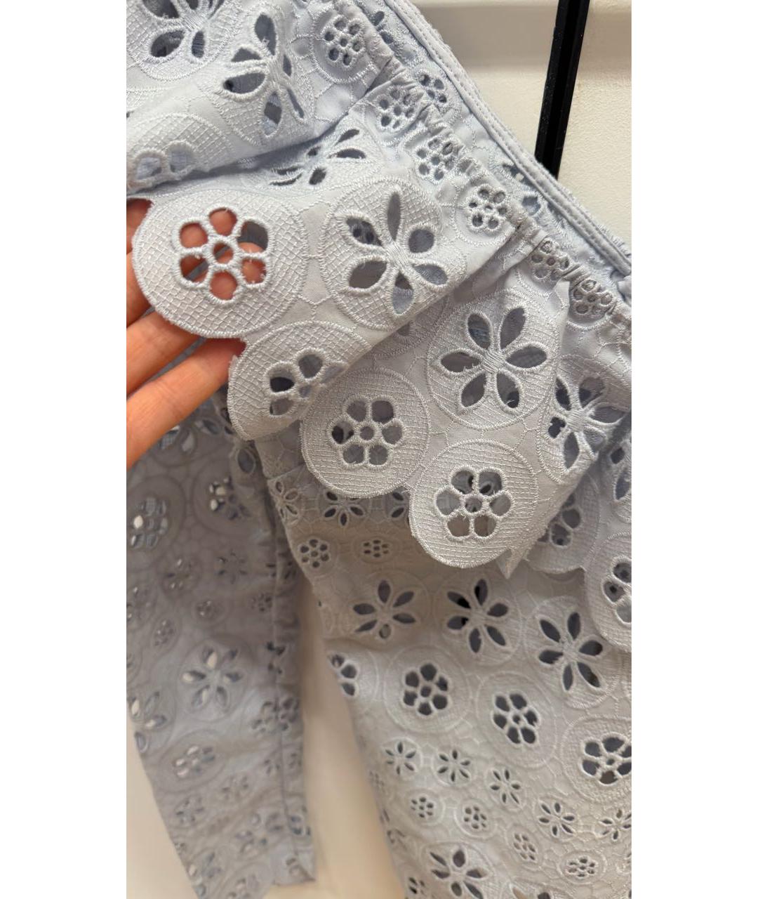 SELF-PORTRAIT Голубая кружевная блузы, фото 3