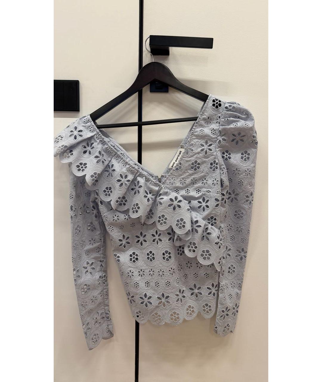 SELF-PORTRAIT Голубая кружевная блузы, фото 7