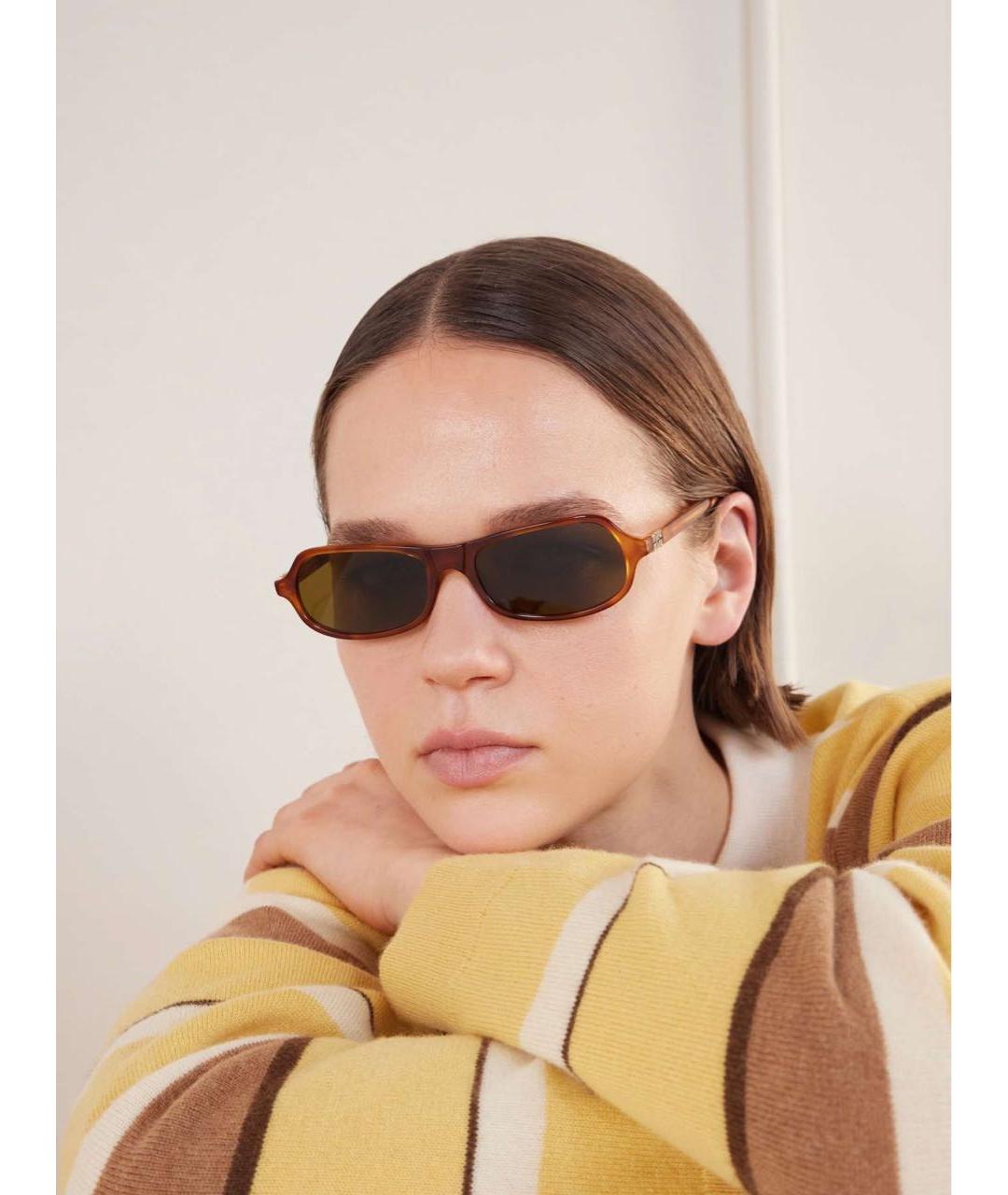 MIU MIU Коричневые пластиковые солнцезащитные очки, фото 3