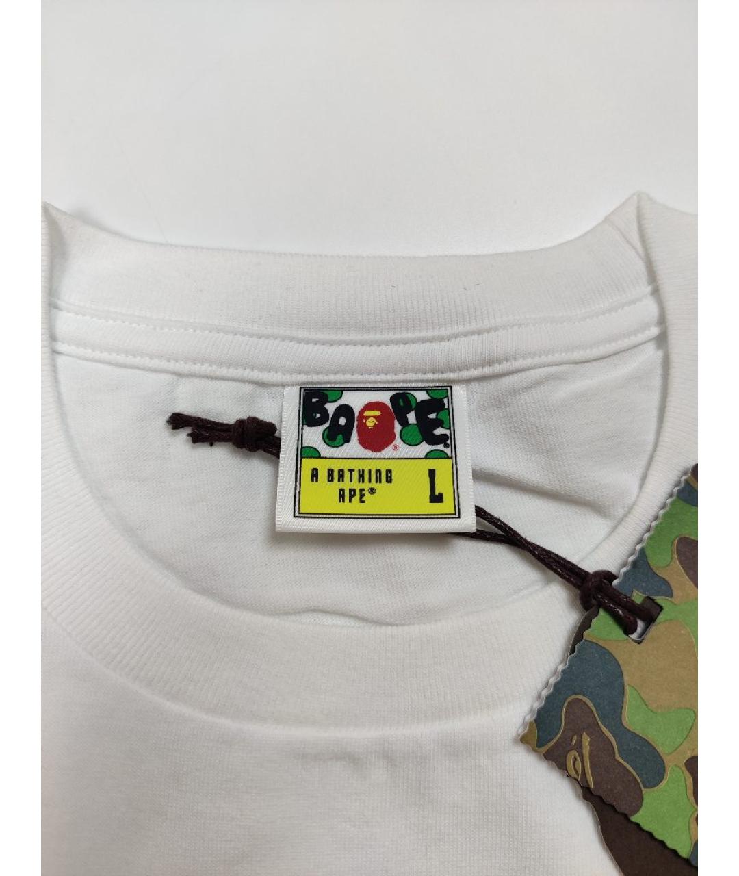 A BATHING APE Белая хлопковая футболка, фото 4