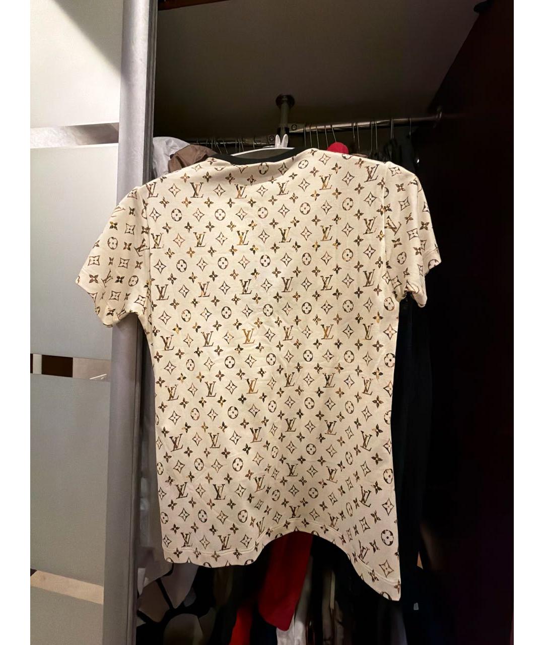 LOUIS VUITTON Бежевая хлопковая футболка, фото 2