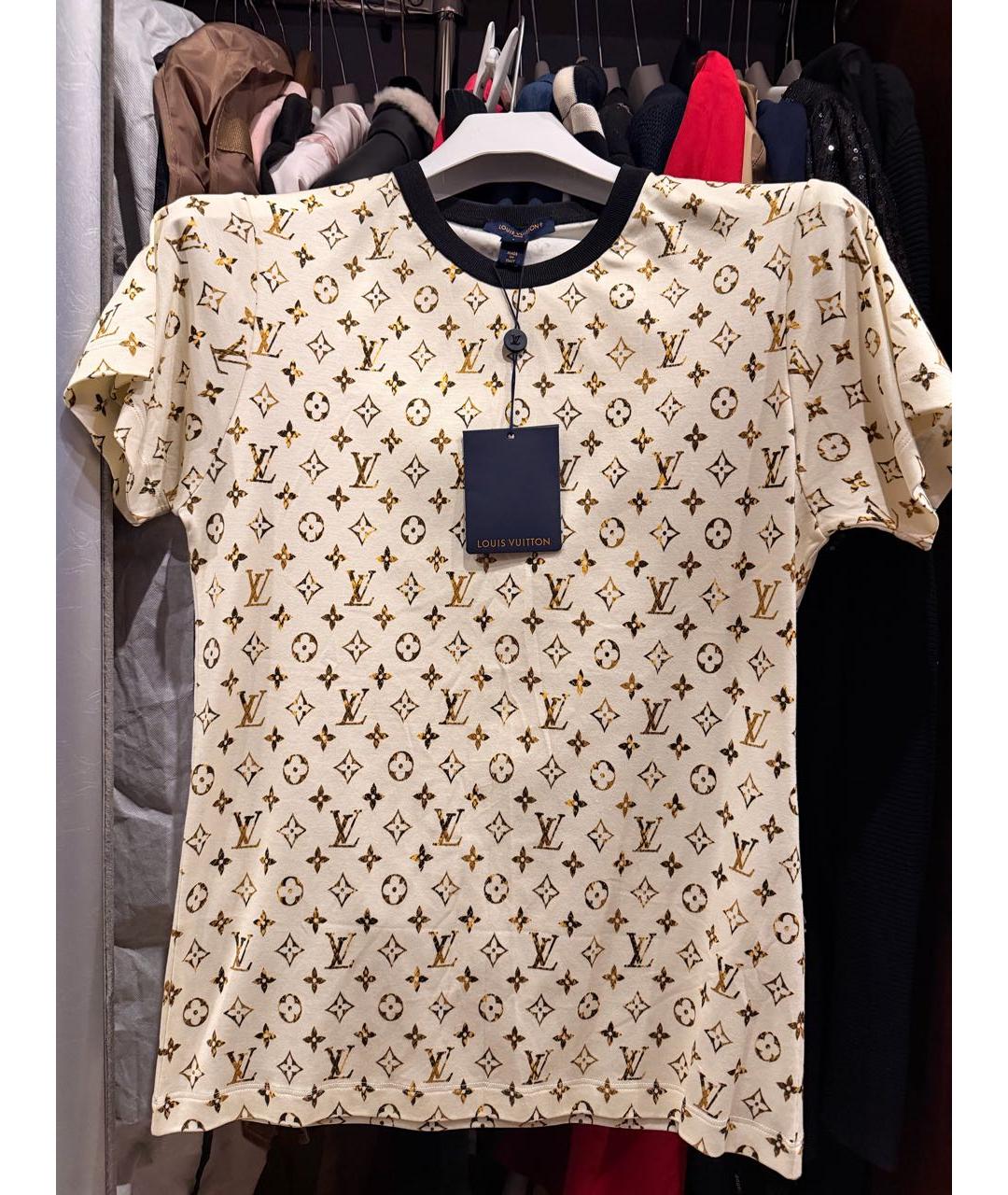 LOUIS VUITTON Бежевая хлопковая футболка, фото 6