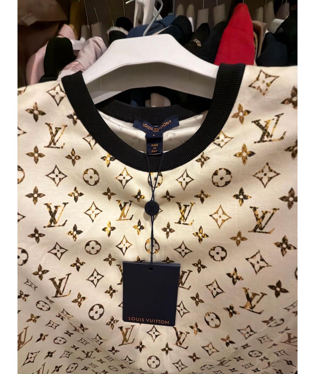 LOUIS VUITTON Бежевая хлопковая футболка, фото 3