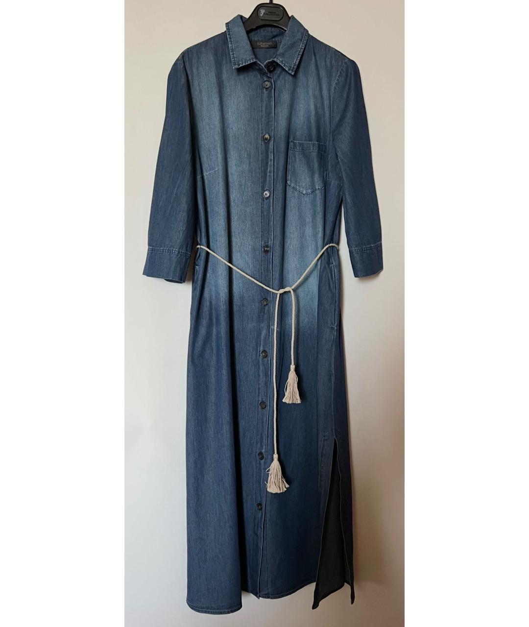MAX MARA Темно-синее хлопковое повседневное платье, фото 2