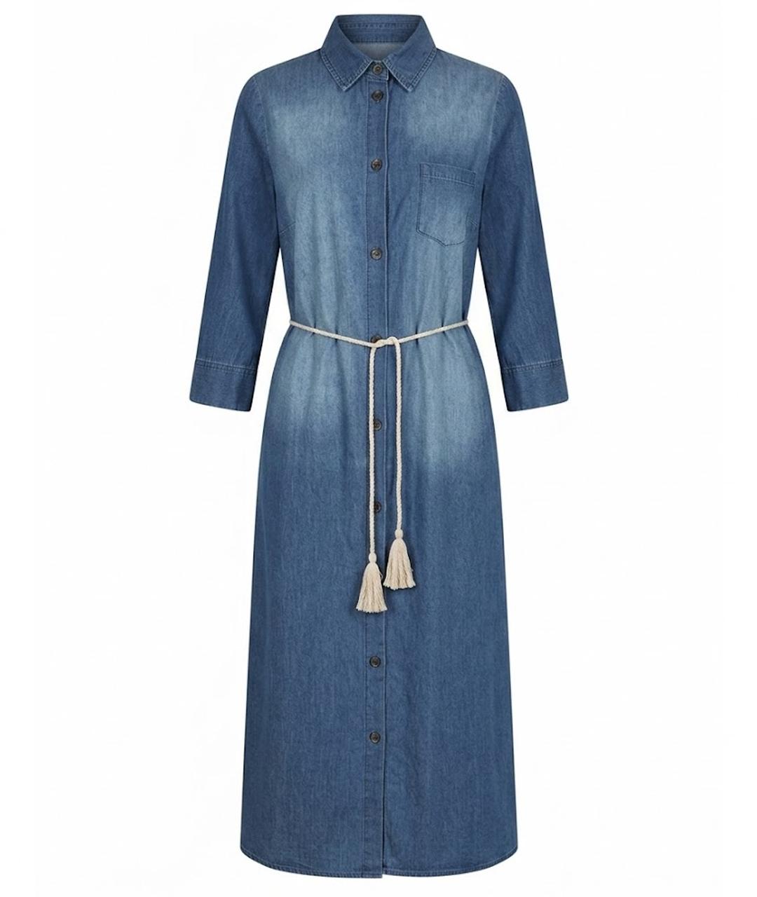 MAX MARA Темно-синее хлопковое повседневное платье, фото 1