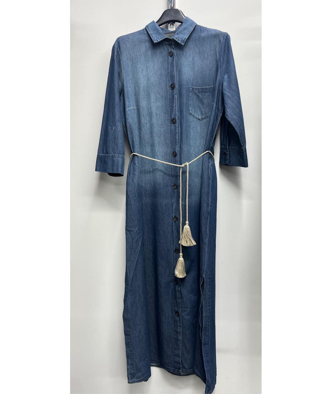 MAX MARA Темно-синее хлопковое повседневное платье, фото 4